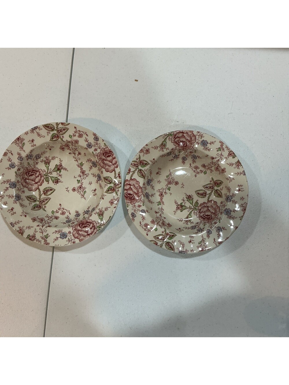 Johnson Brothers Rose Chintz Large Rim Soup Bowls Set of 2